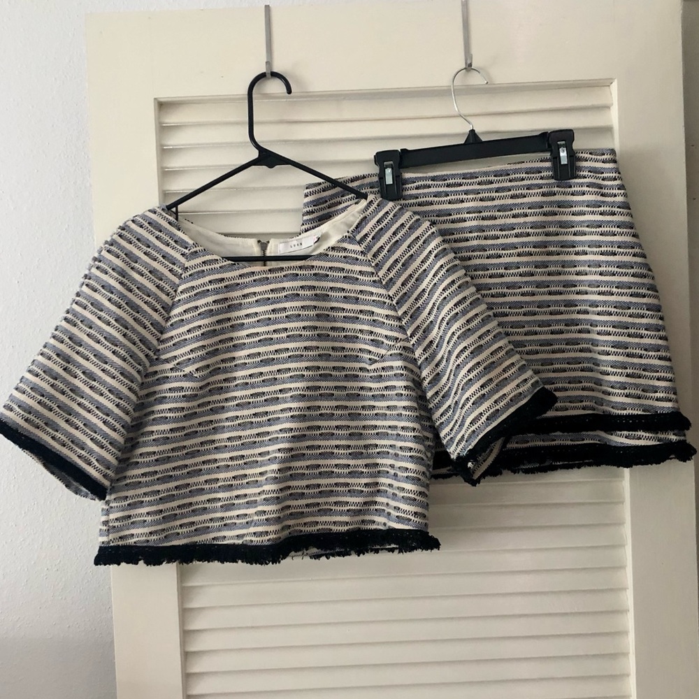 Lush blue and white shirt and skirt matching set